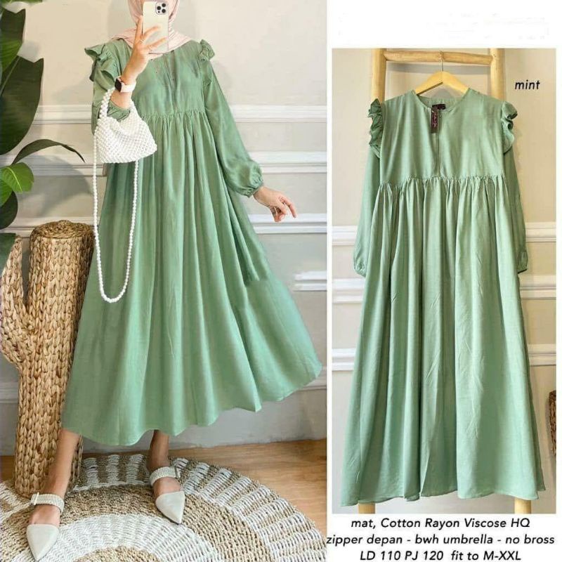 Isyana Midi Dress/Gamis Wanita/Terbaru/Kekinian / Casual Dress Murah