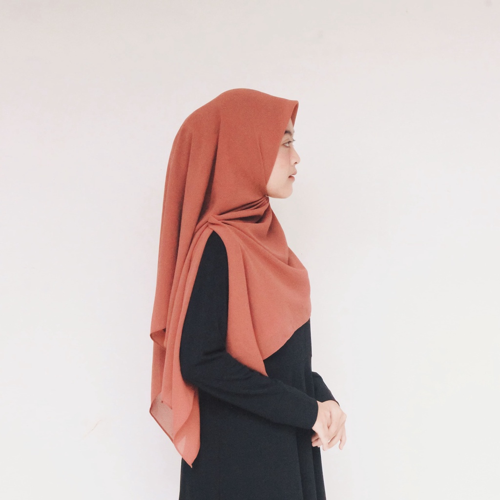 HIJAB SEGI EMPAT CERUTY PREMIUM - Khimar Square Majeda Polos Minimalis Trendy Bahan Ceruty Babydoll 