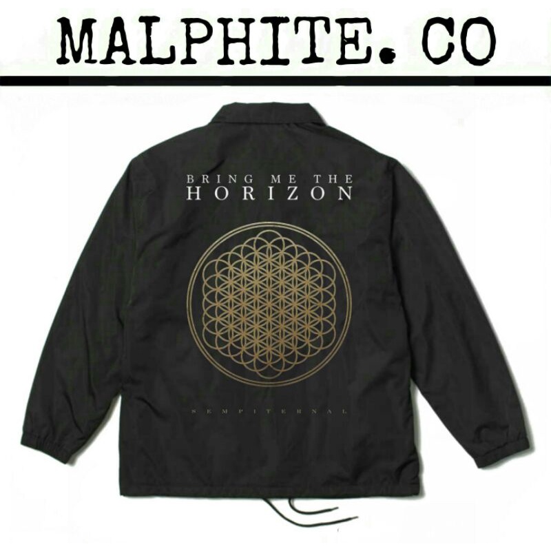 Coach Jacket BMTH Bring Me The Horizon Sempiternal Windbreaker Motif Logo Band Musik Merch Metal Pun