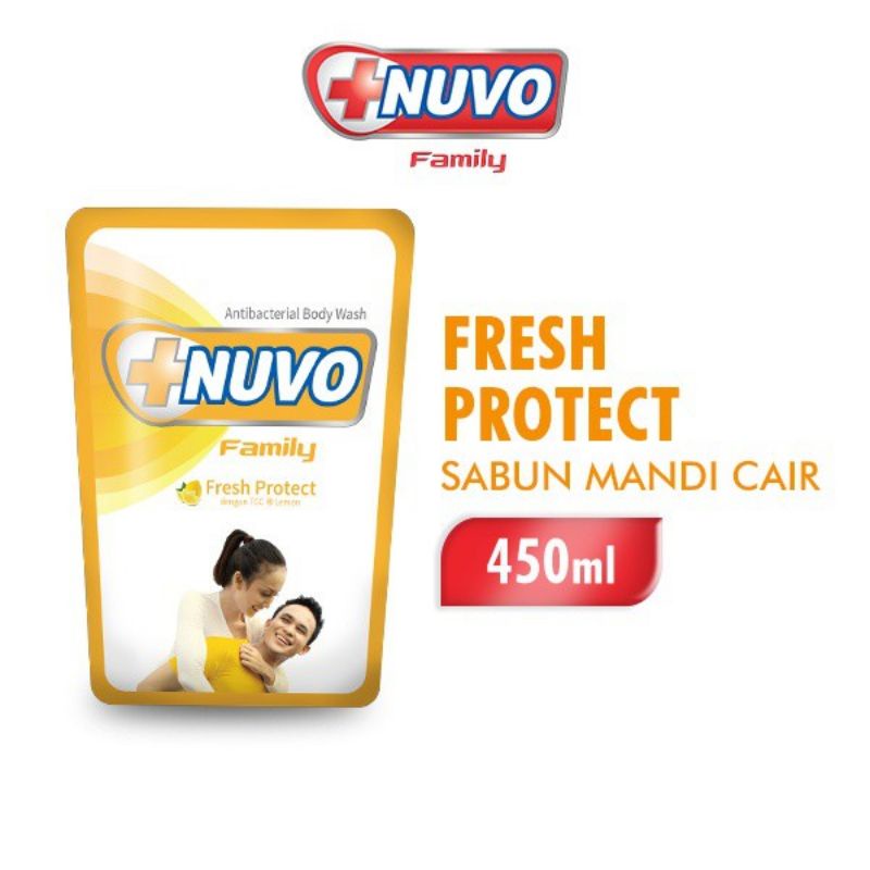NUVO FAMILY Sabun Mandi Cair Lemon Pouch 450ML Nuvo Sabun Mandi Cair Fresh Protect 450 ML Refill