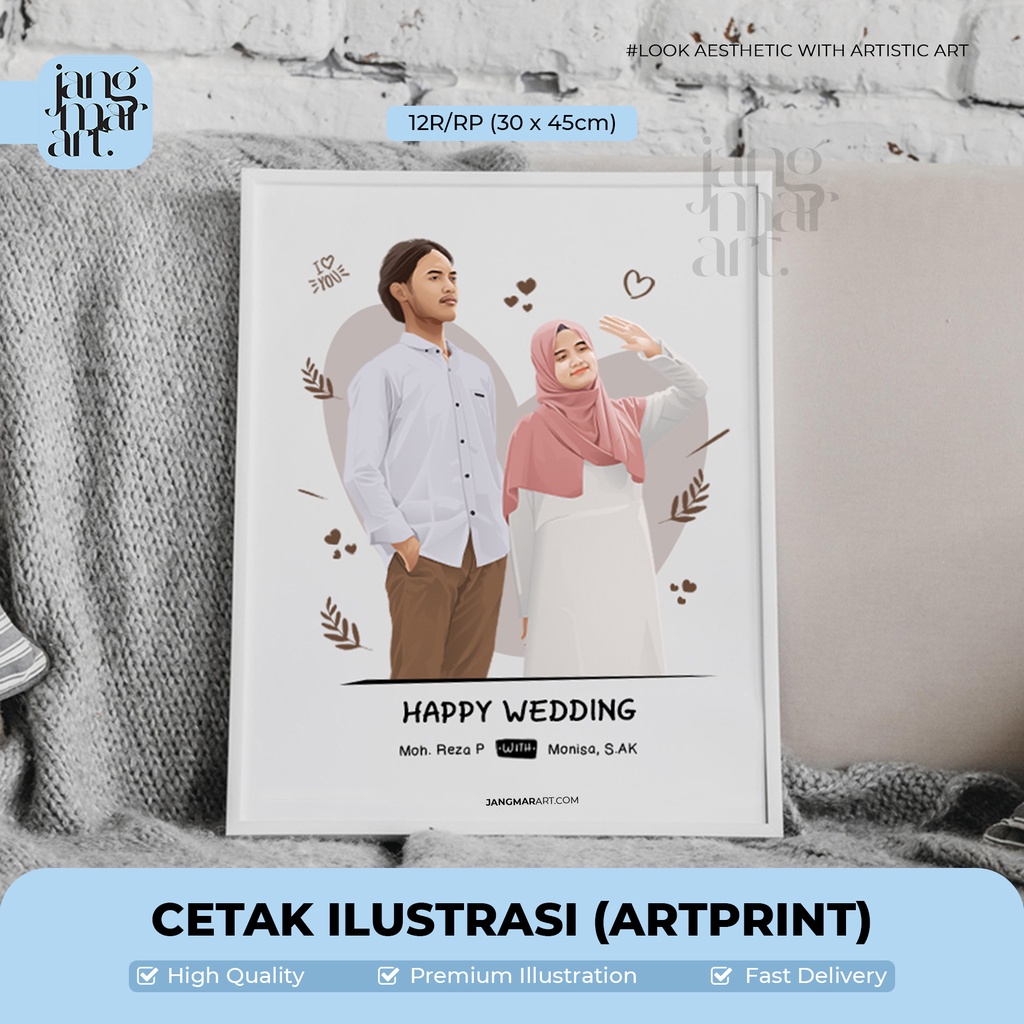 Cetak Foto Ilustrasi Vektor Karikatur Bingkai 12RP30x45 Kado Ulang Tahun Cewek, Bayi, Wisuda Souveni