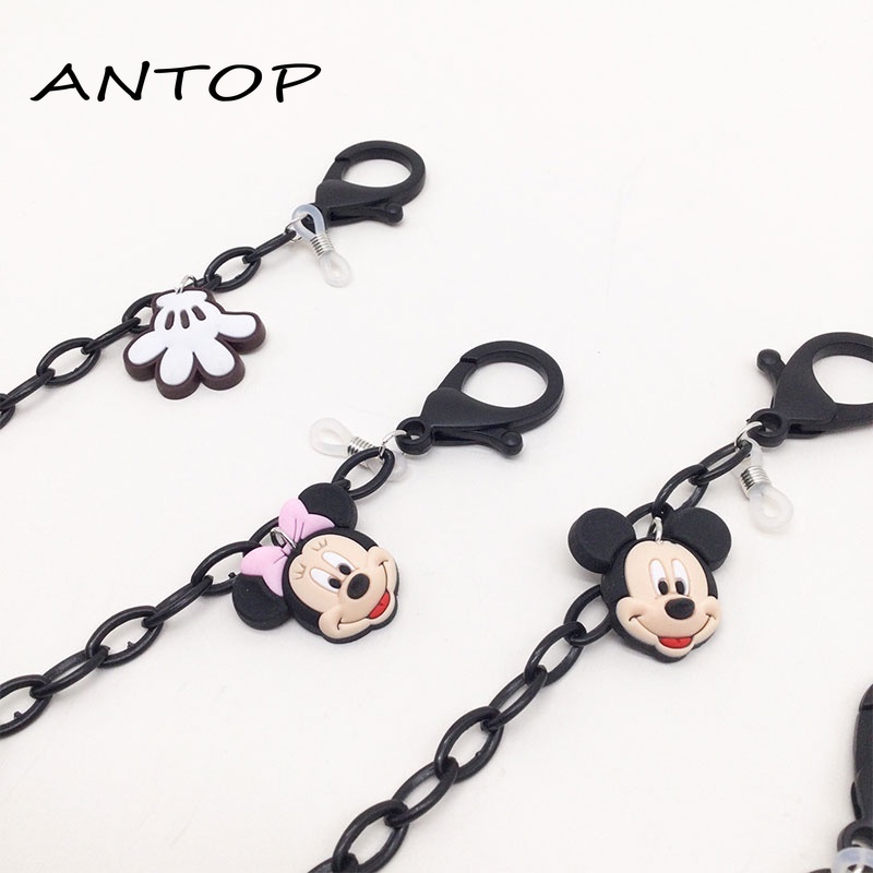 Rantai Kacamata Desain Mouse Kartun Fashion Nyaman Lanyard Akrilik Hitam ANTOP