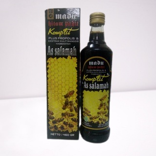 Madu Hitam Pahit Komplit As Salamah Plus Habbatusauda 460gr  Madu Hitam Pahit Komplit Assalamah Plus Propolis