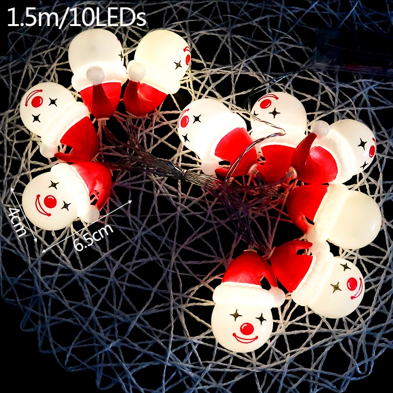 Lampu String Natal LED Jendela Pemandangan Meriah 1.5/3M Warm white lighting Motif Badut Snowman Dekorasi