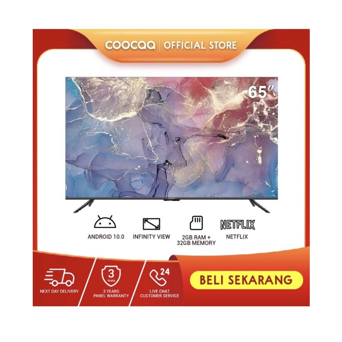 COOCAA 65 inch 4K Smart LED TV - Android 10.0 Model 65S6G PRO
