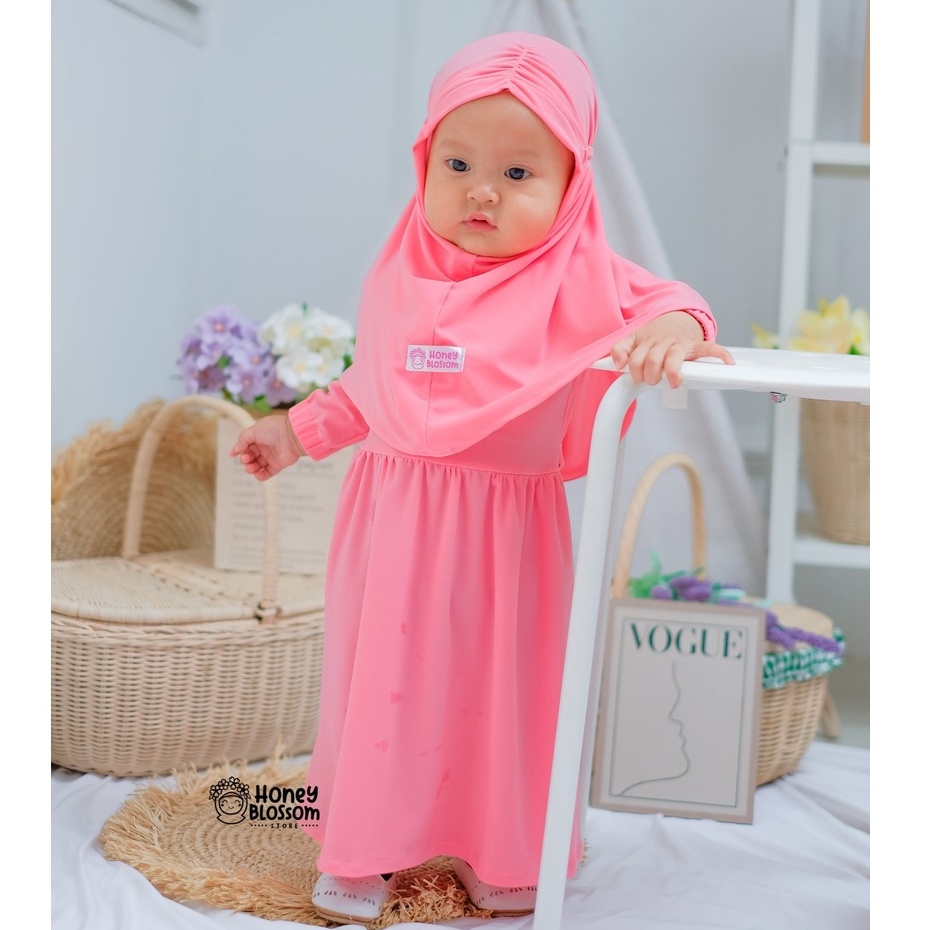 HoneyBlossom - gamis anak bayi perempuan / gamis bayi perempuan / gamis bayi polos 6 12 bulan cantik lylia