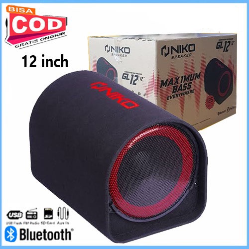 NIKO GL12 Subwoofer Car Speaker 12&quot; Karaoke Bluetooth Usb Sdcard AUX - Dual Power GL 12 MANTAP