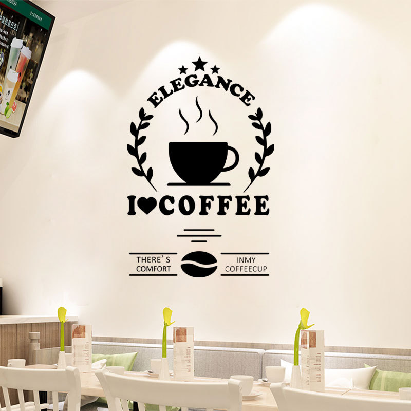 Stiker Dinding Desain Tulisan I Love Coffee Bahan Pvc Tahan Air Dapat Dilepas Untuk Dekorasi Dapur Restoran