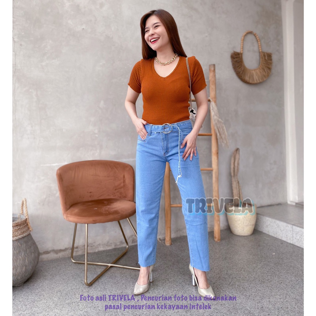 TRIVELA - CLEA BOYFIE / BOYFRIEND IKAT PINGGANG / CLEA LIGHT UNFINISHED BOYFIE FREE BELT