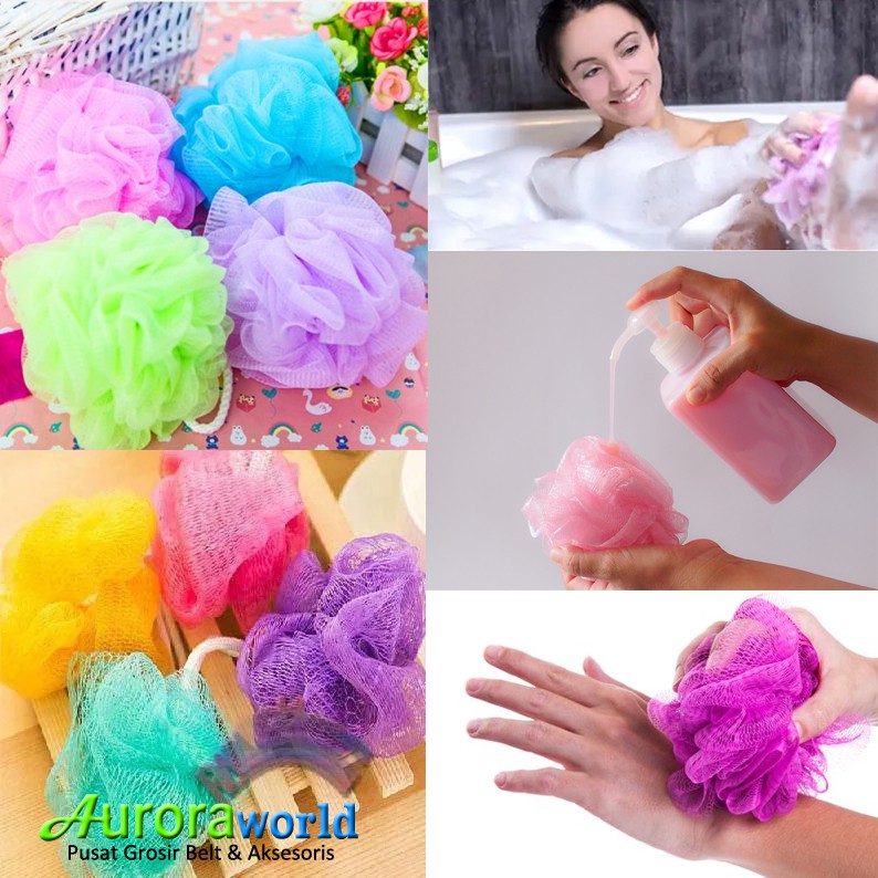 AURORAWORLD Shower Puff / Spons Mandi kualitas Super lebih Tebal / Busa Mandi Spons Kamar Mandi