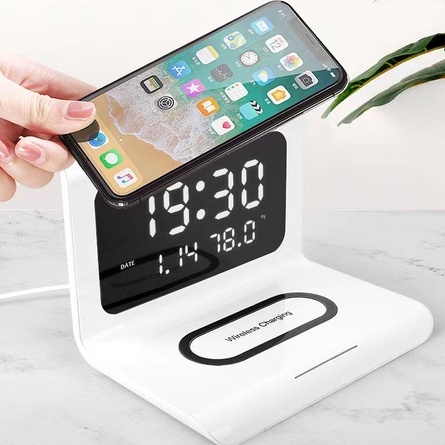 3 in 1 Wireless Charger Alarm Clock Jam Alarm