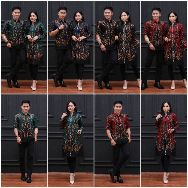 [BISA COD] TUNIK COUPLE BAJU BATIK COUPLE BAJU COUPLE BATIK NAVY HITAM COUPLE BATIK MERAH BISA AMBIL