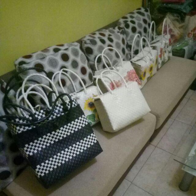 Tas Belanja  Anyaman Plastik Polos Hand Made