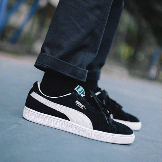 puma suede classic black white