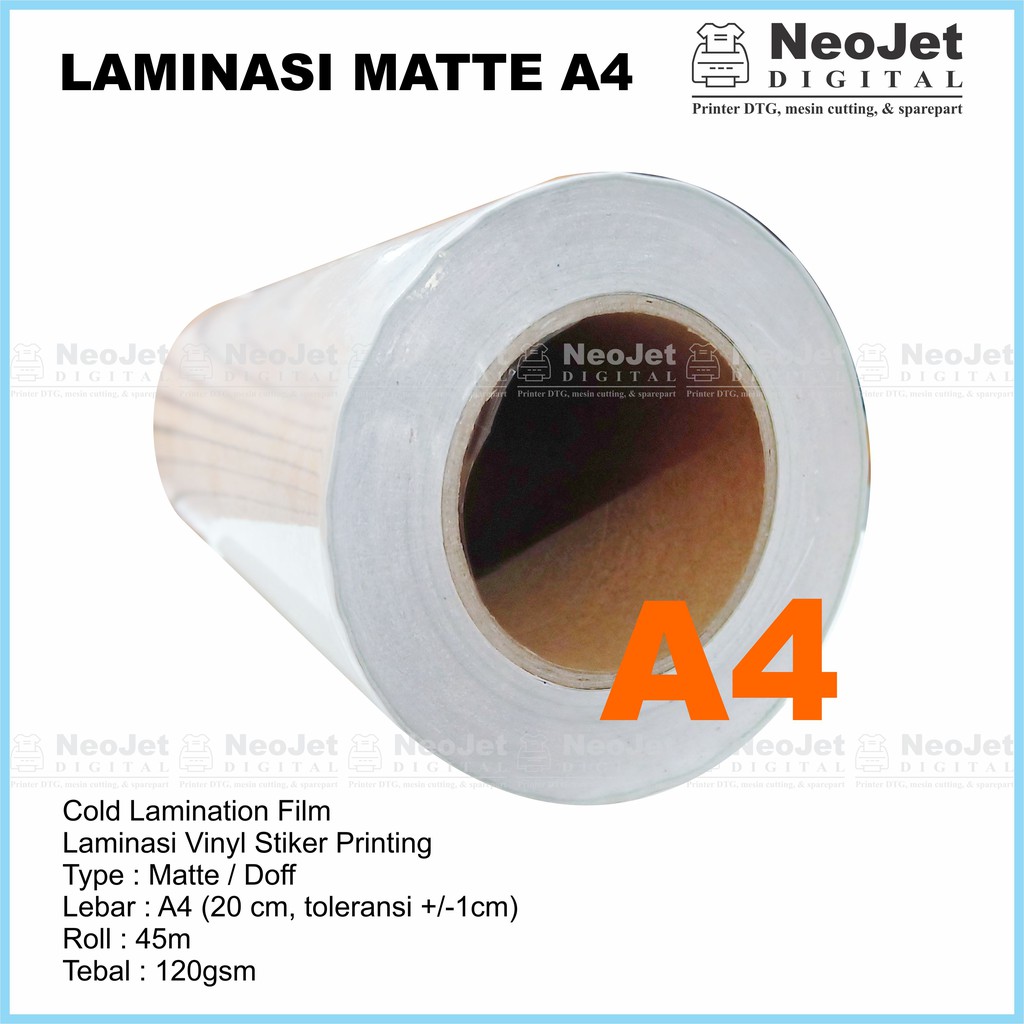 

Laminasi Dingin Matte Doff Buram 120 gsm A4 Roll 45m / 50 Yard