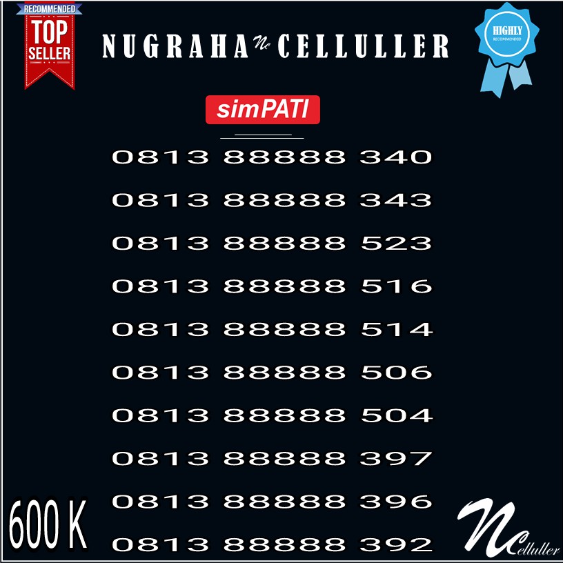 Nomor Cantik Simpati Panca 88888 3 Murah