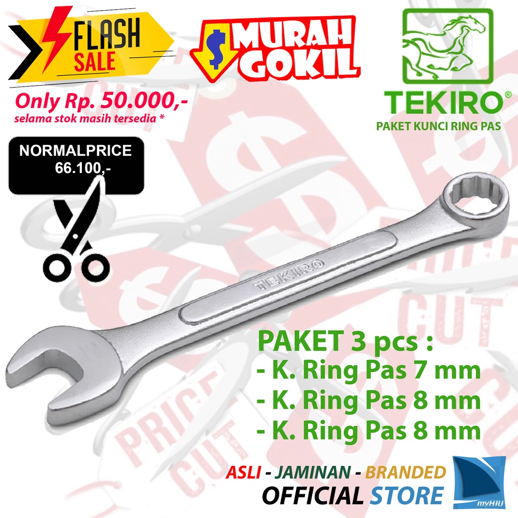 Paket GOKIL Kunci Ring Pas 7 mm dan 8 mm - Combination Wrench Set TEKIRO