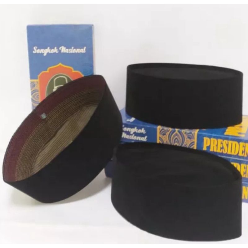 ( bisa cod ) peci hitam polos / peci dewasa / peci polos / bahan bludru / songkok hitam polos tinggi