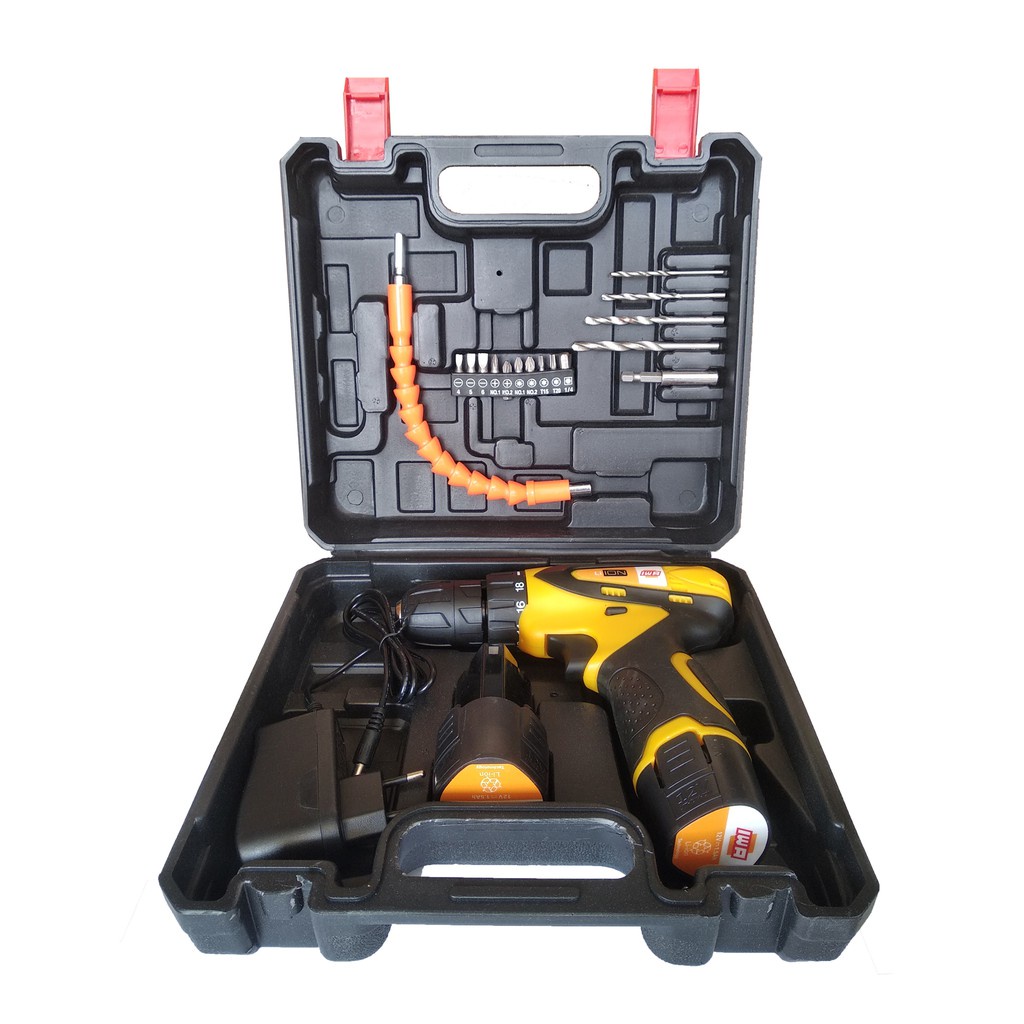 IWA SET Bor 10mm Obeng Bor Bolak Balik 12 V Cordless Drill Charging spt JLD/BOST/UCHIHA/RYU