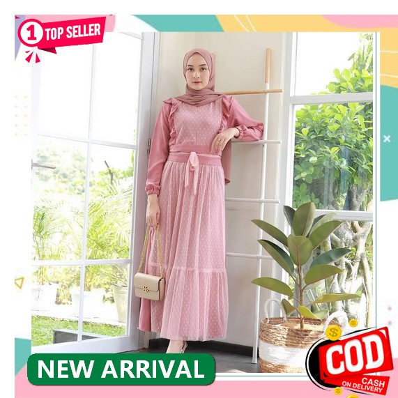 Long Dress Hiliya Baju Gamis Wanita Remaja Terbaru 2021 2022 Model Kekinian Bhan Brukat Modern Pesta