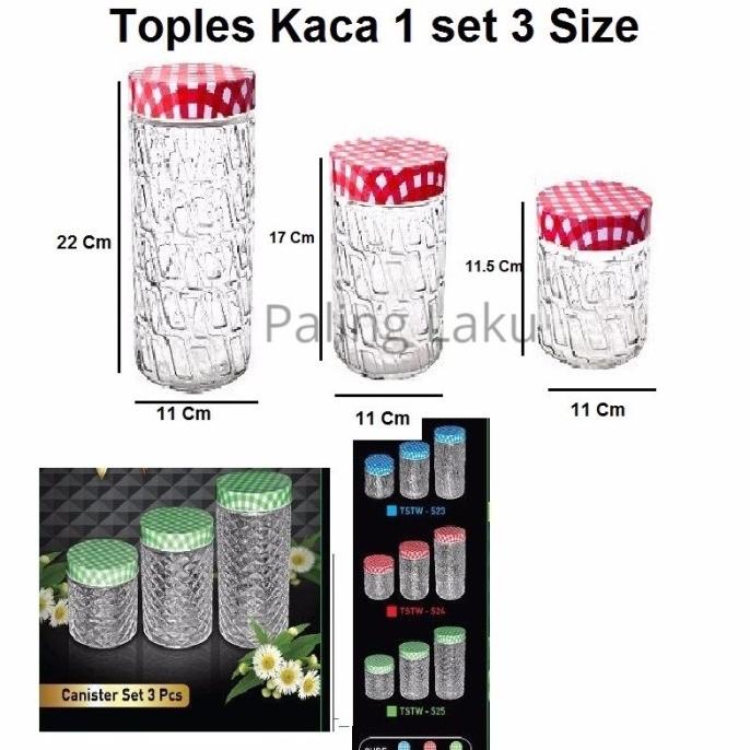 Toples Kaca Polkadot 1 set 3 Size /toples kue kering