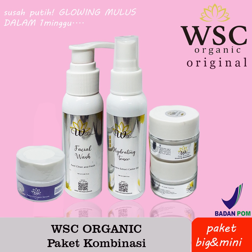 Wsc organic skincare paket kombinasi wsc organik skincare at aw wg aw paket flek normal jerawat big atau mini