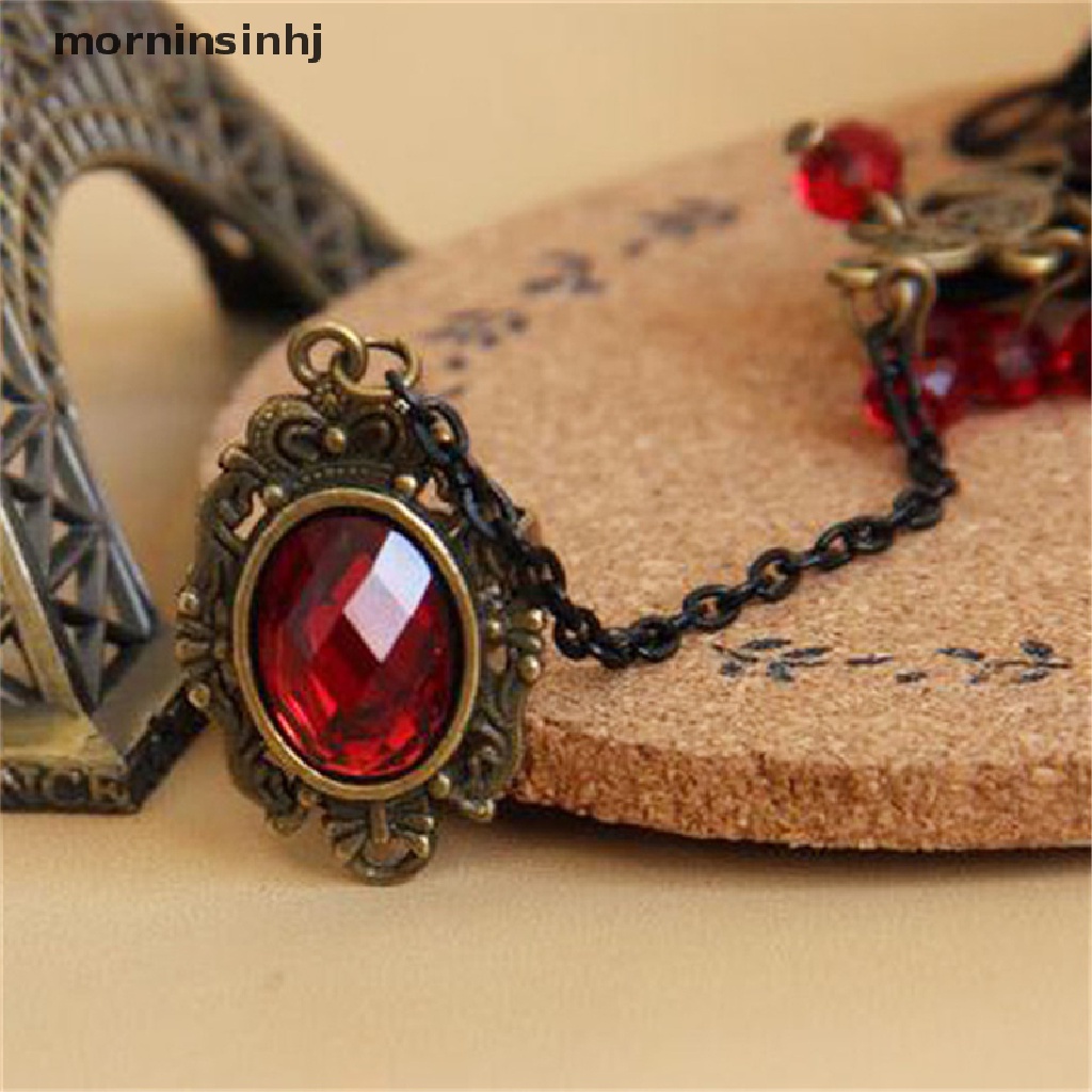 Mornin Gelang Lace Bunga Mawar Merah Gothic Elegan Adjustable Untuk Wanita