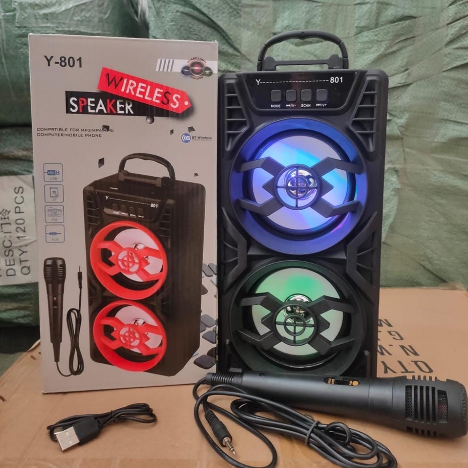 Speaker Bluetooth BT Y-801 Portable Free Mic Karaoke