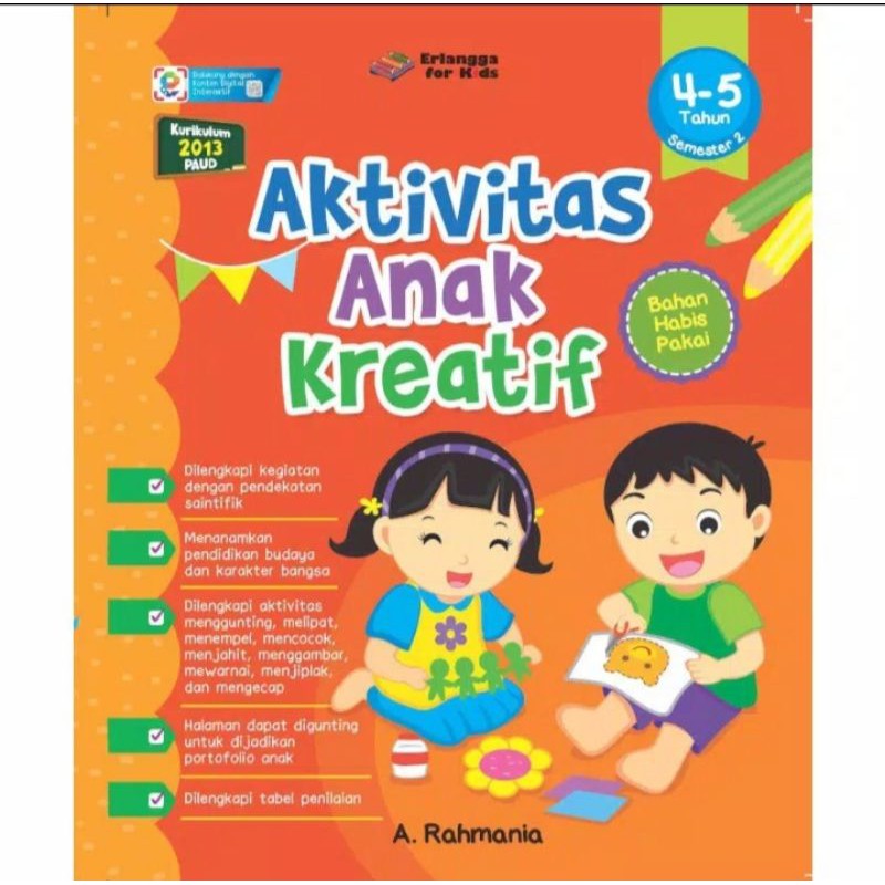 ORI buku aktivitas anak kreatif semester 2 umur 4 sampe 5 tahun penerbit Erlangga for kids