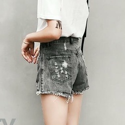 Celana pendek sobek wanita hot pants cewek jeans jumbo 3xl  ripped jeans highwaist pants dewasa seksi shortpants kekinian 2023