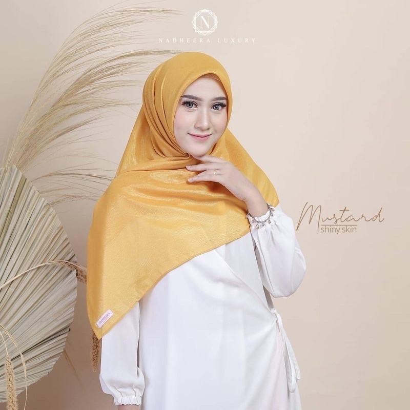 Nadheera 009 Hijab Segi Empat Shiny Skin - Mustard