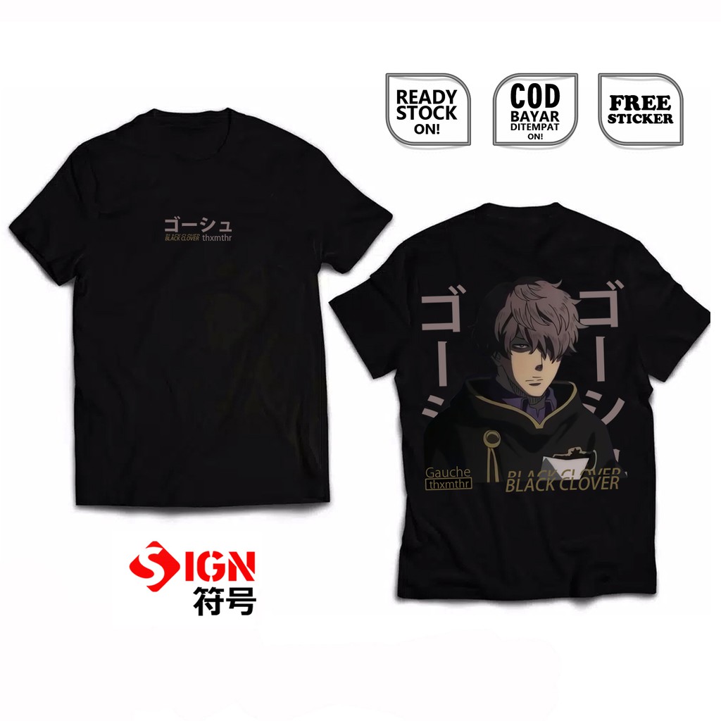 KAOS BLACK CLOVER GAUCHE ADLAI ASTA VOLTIA FINRAL GORDON ANIME MANGA BAJU JEPANG JULIUS LEOPOLD SIGN