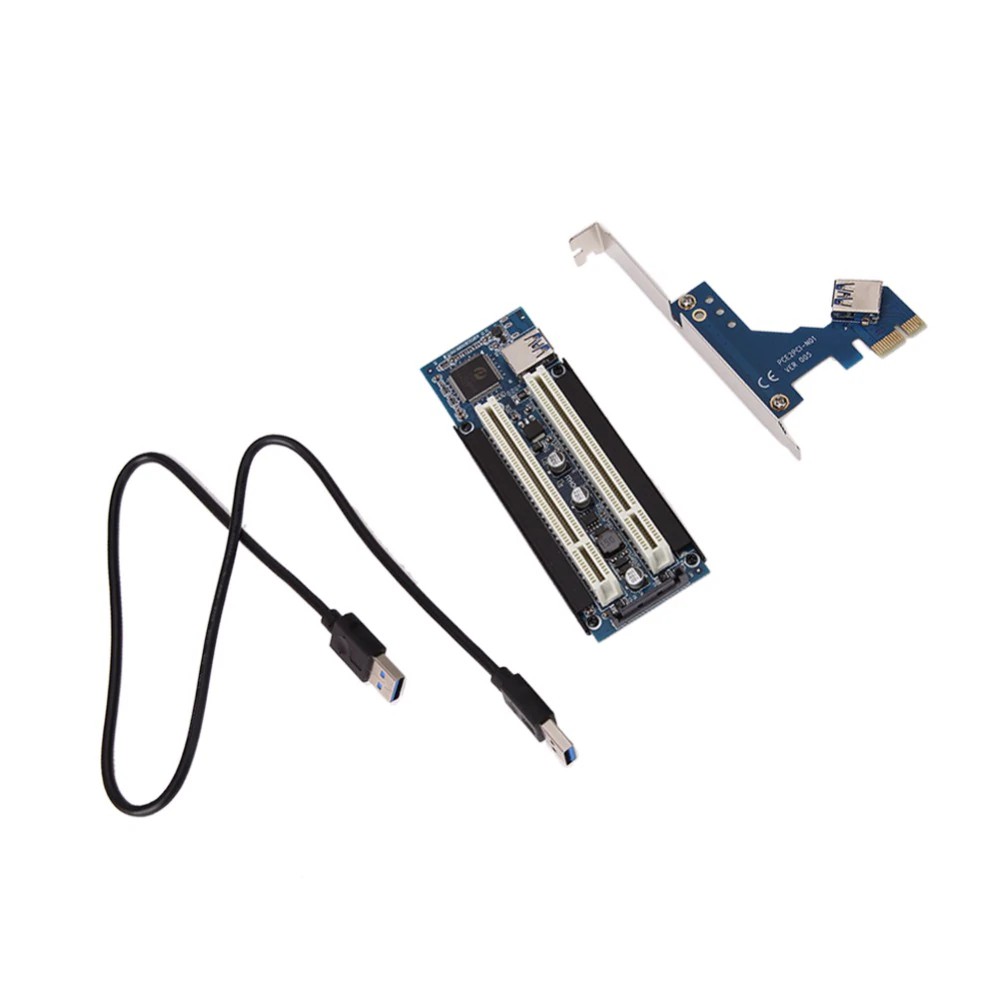 PREORDER  PCI E 1 to 2 PCI riser card with USB 3.0 PCI-E to Dual PCI Riser Extend Adapter Card