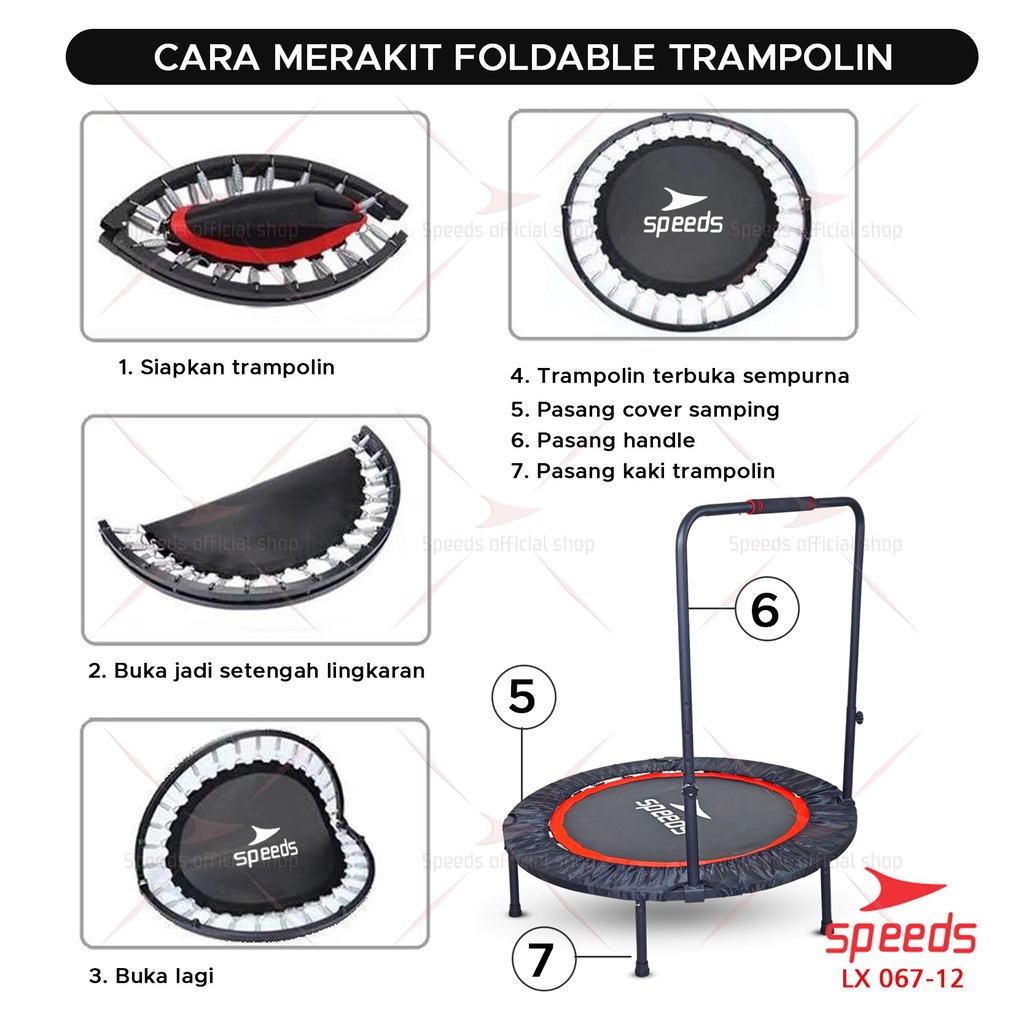 SPEEDS Trampoline Fitness Trampolin Gym 40&quot; Alat Olahraga Lompat Trampolin Jump Matras Fitness 067-12