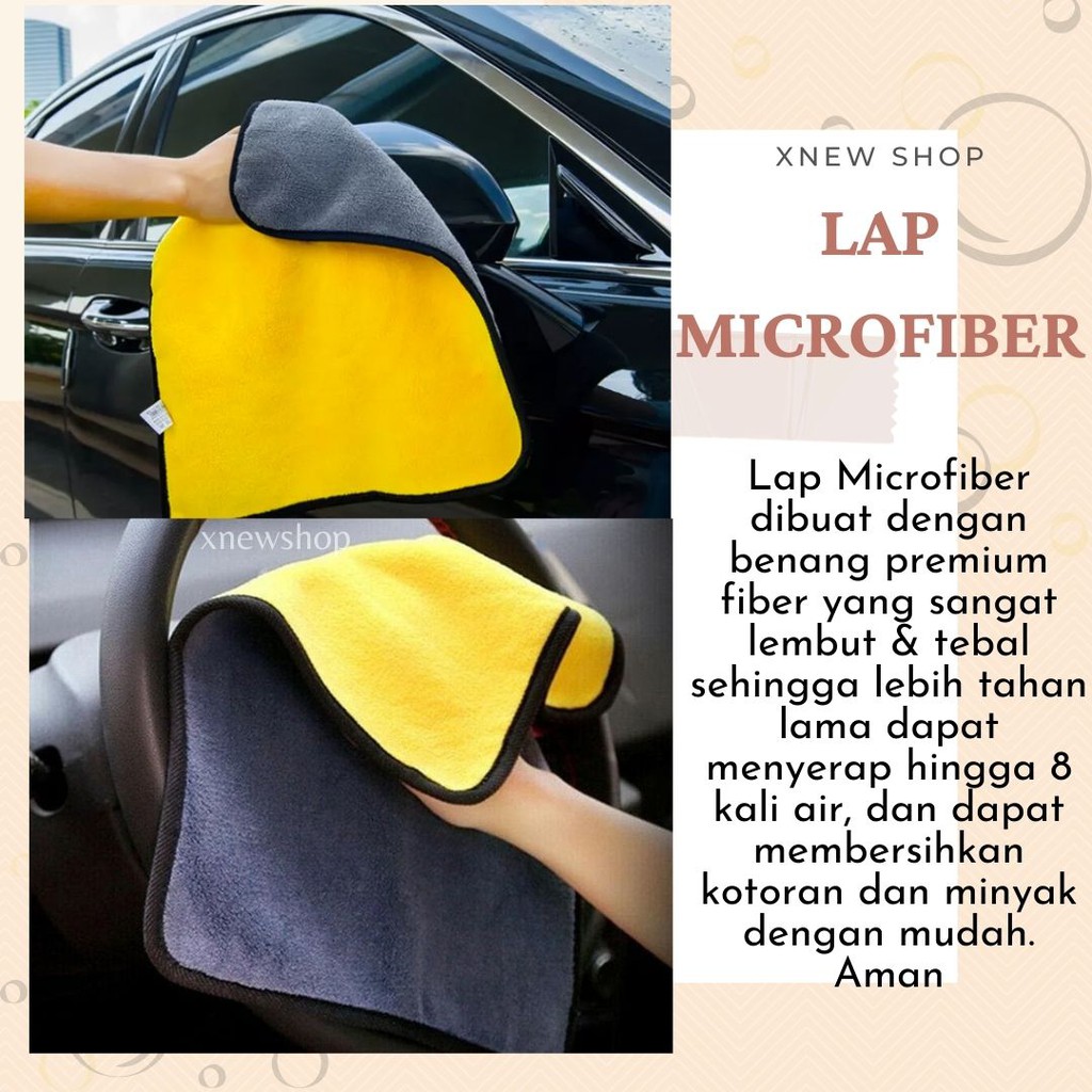 Lap PREMIUM Mobil Microfiber Lembut Tebal Anti Lecet Serbaguna 2 warna uk 30x40 Mikrofiber