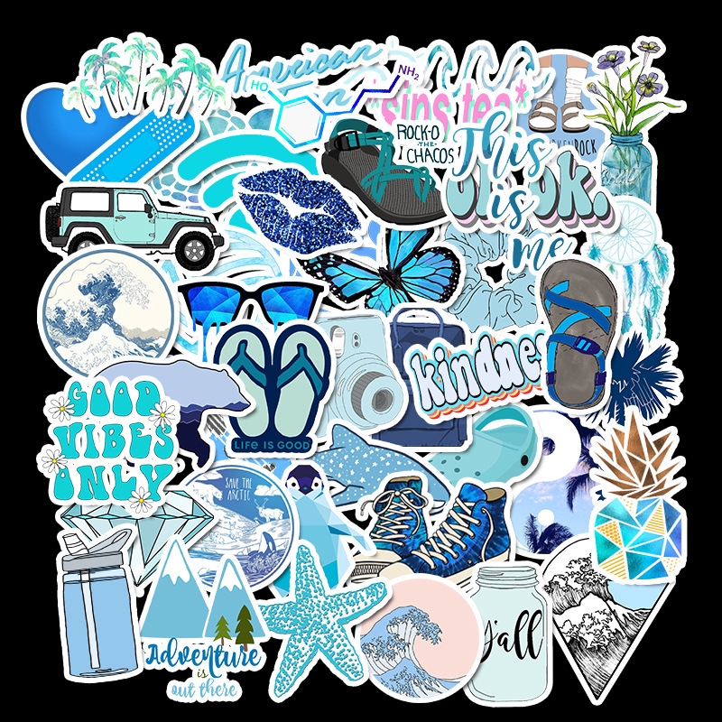 50pcs/set Stiker Decal Anti Air Untuk Dekorasi Kulkas/Skateboard/Laptop