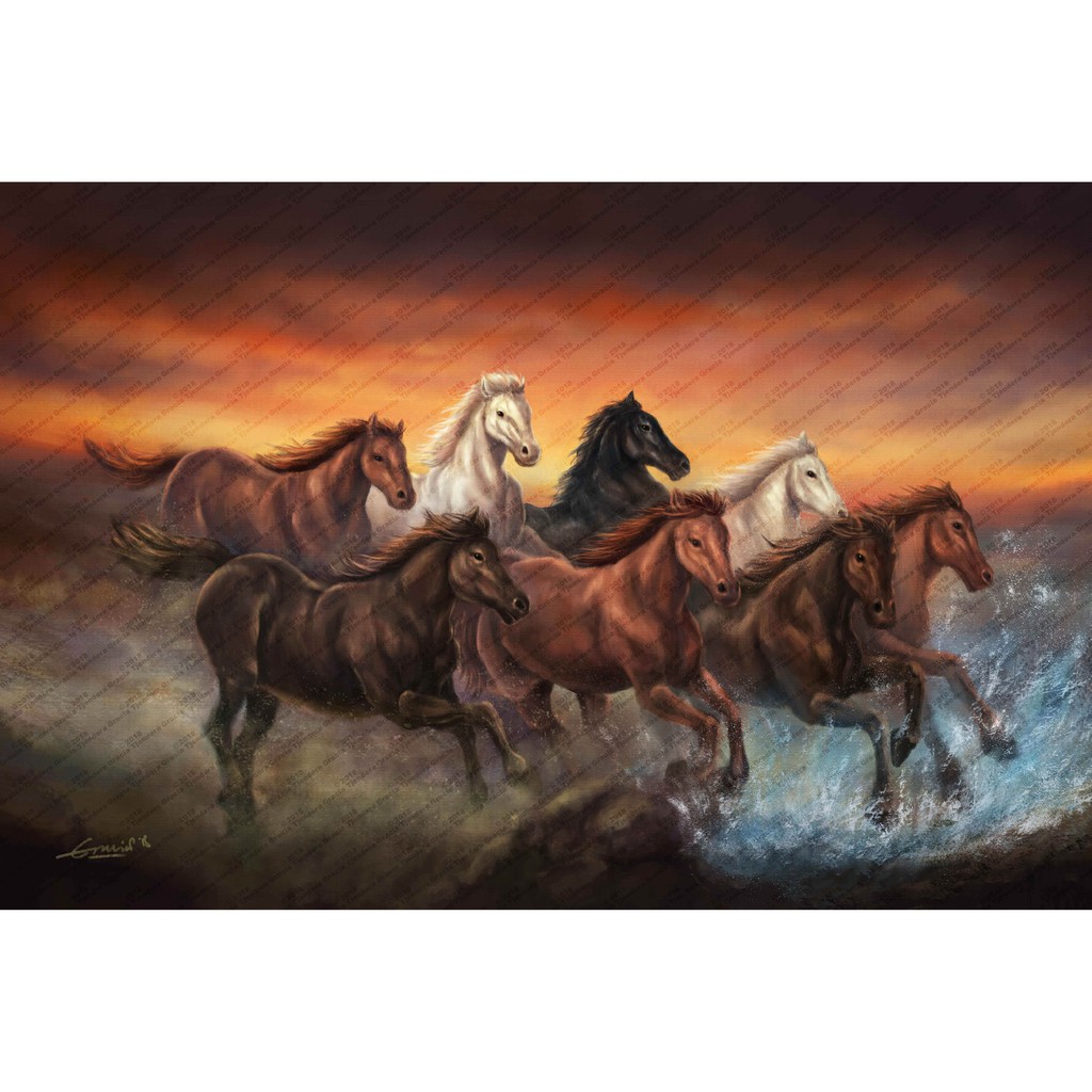 Lukisan Delapan Kuda Berlari