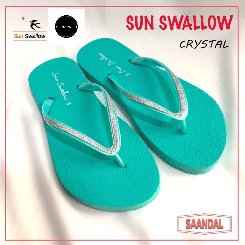 Sandal Jepit Wanita Sun Swallow Crystal Original