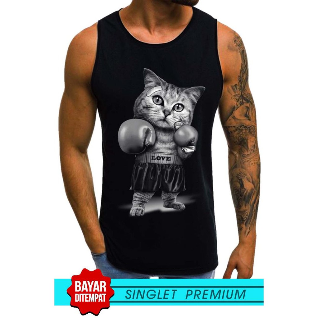 SINGLET LEKBONG PRIA (KUCING BOXING) / SINGLET LEKBONG GYM /LEKBONG / SINGLET/KAOS DALAM PRIA/KUTANG