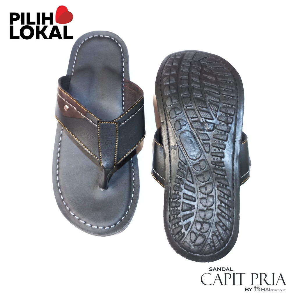 Sandal Pria Capit Kulit PU Warna Hitam - Sandal Pria Murah Bagus Keren - Sandal Pria Casual Big Size - Sandal Laki-Laki Dewasa Sehari Hari - Sandal Pria Jahit Tembus - Sendal Jepit Pria Polos Hitam - Sandal Capit Kulit Pria - Sendal Pria Dewasa Murah