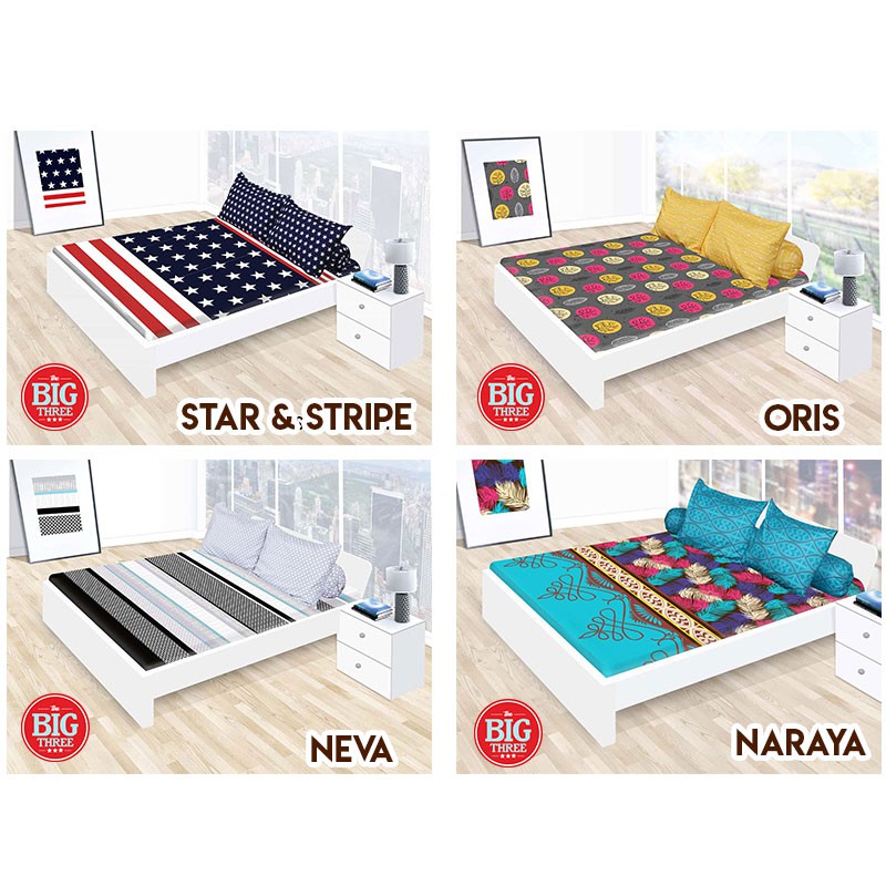 Sprei CALIFORNIA 180x200 / 160x200 motif Amore Ayara Finola Star Stripe Ziggy Millie Omera Milva Iswara Loop Mada Zuri Mosaic Myra Orly Lexxa 180 King 160 Queen SP seprai