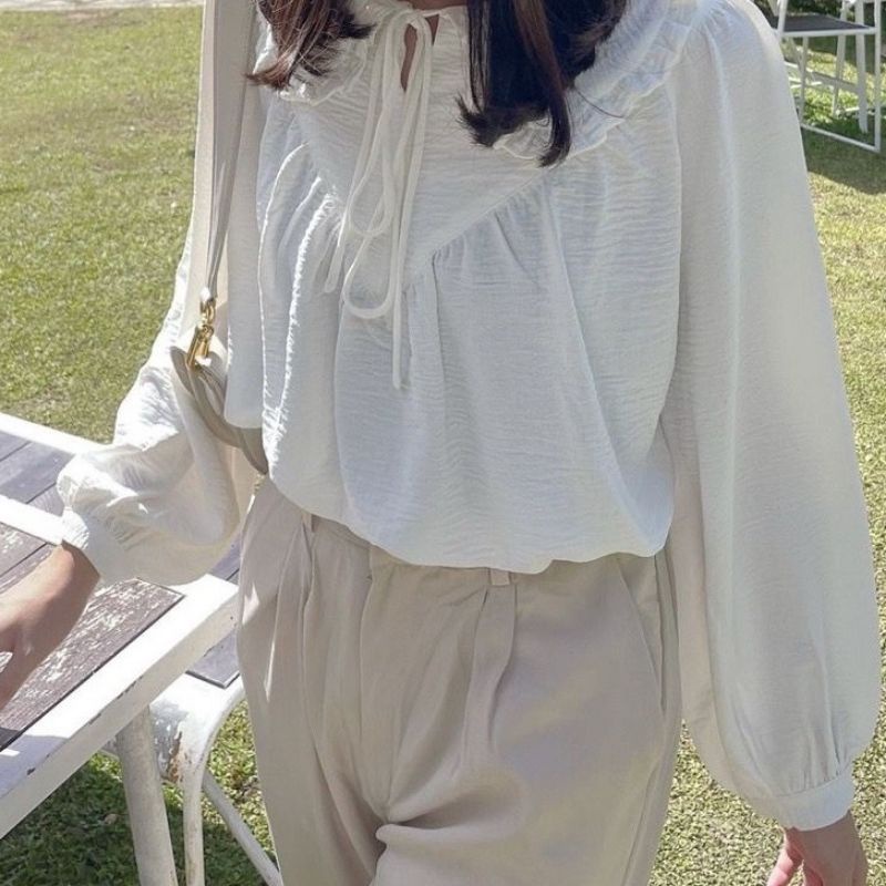 ATASAN BLOUSE KOREAN - AUTUMN BLOUSE - BAJU WANITA CRINKLE