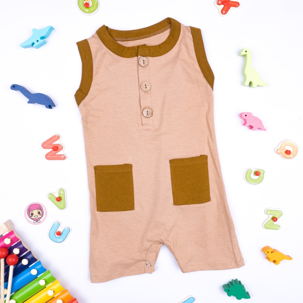 Lullaby Pocket Jumper Bayi 0-2 Tahun | Pocket Button Playsuit Romper Bodysuit Baju anak-7