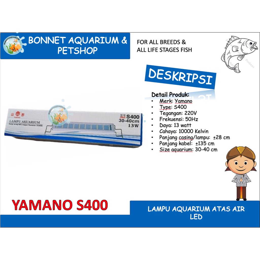 LAMPU AQUARIUM YAMANO LED S400 LAMPU ATAS AIR