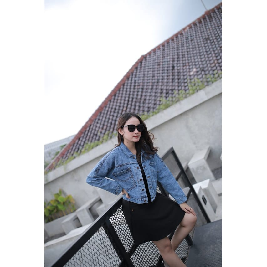 FUJIA JACKETS // Jaket Jeans Wanita Crop OOTD SELEBGRAM FASHION WANITA 9912