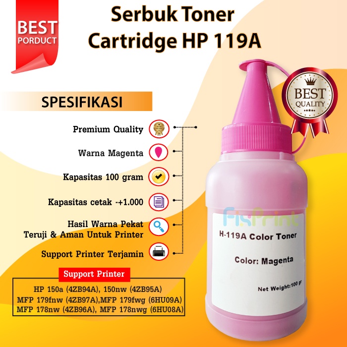 Serbuk Toner Cartridge HP 119A W2090A Printer 150a 150nw MFP 178nw 179nw 179fnw 179fwg