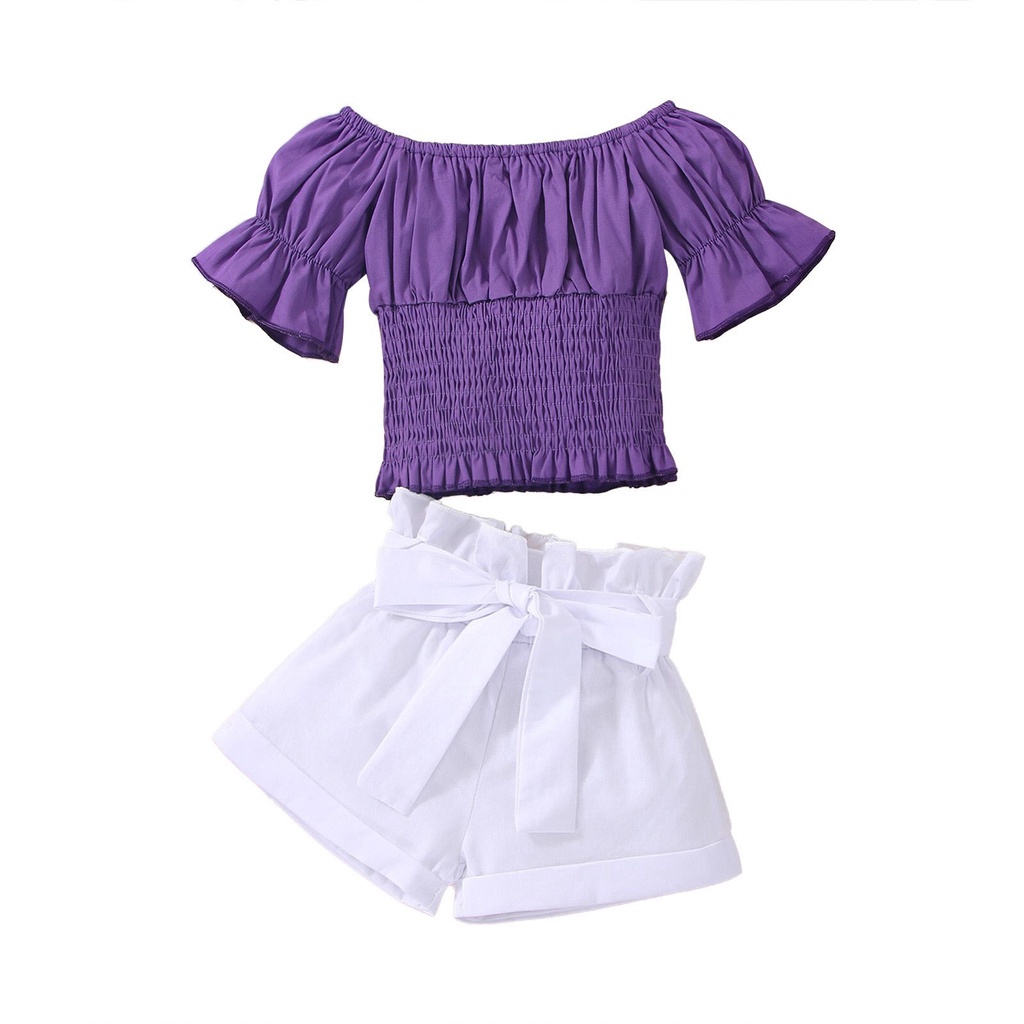 (LOLI-JKT) BS-248 SET ANAK CEWEK PURPLE HEART +CELANA PENDEK SIZE 90-140