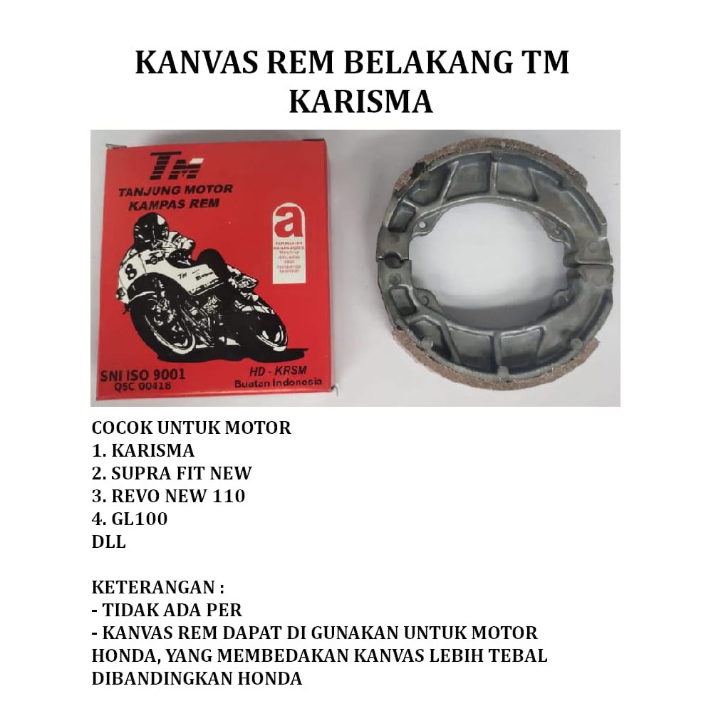 KAMPAS REM BELAKANG Motor PIRODO TM HONDA KARISMA Tanjung Motor ASLI ORI