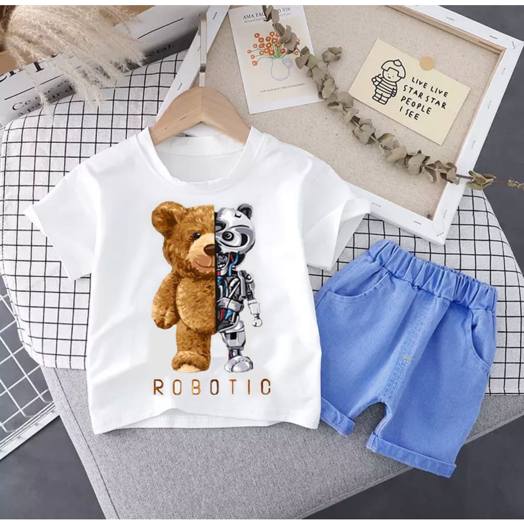 SETELAN ANAK BAJU PAKAIAN ANAK LAKI LAKI PEREMPUAN UMUR 1-5 TAHUN SETELAN KAOS BAHAN CELANA DENIM PAKAIAN ANAK BAJU ATASAN ANAK LAKI LAKI PEREMPUAN TERBARU SETELAN ANAK KASUAL TERMURAH