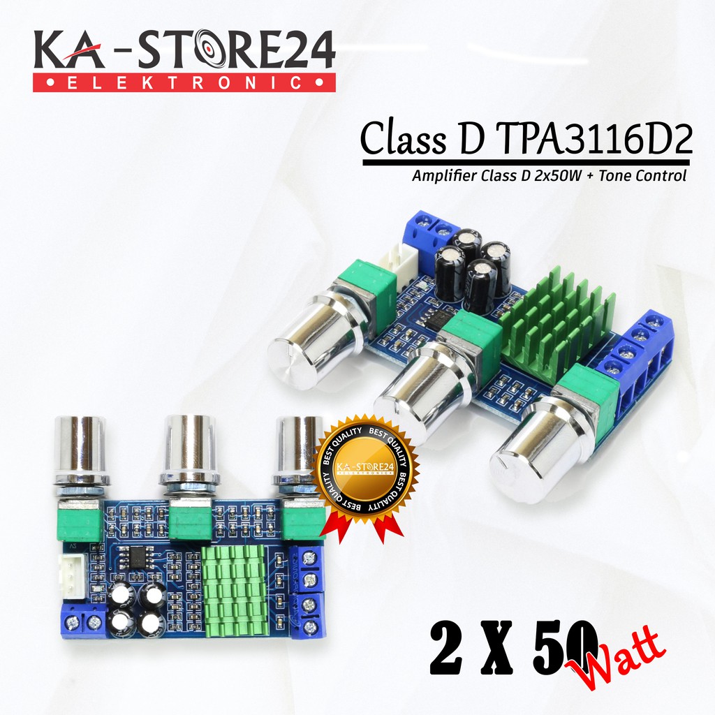Amplifier Class D 2x50W + Tone Control - TPA3116 D2 Class D